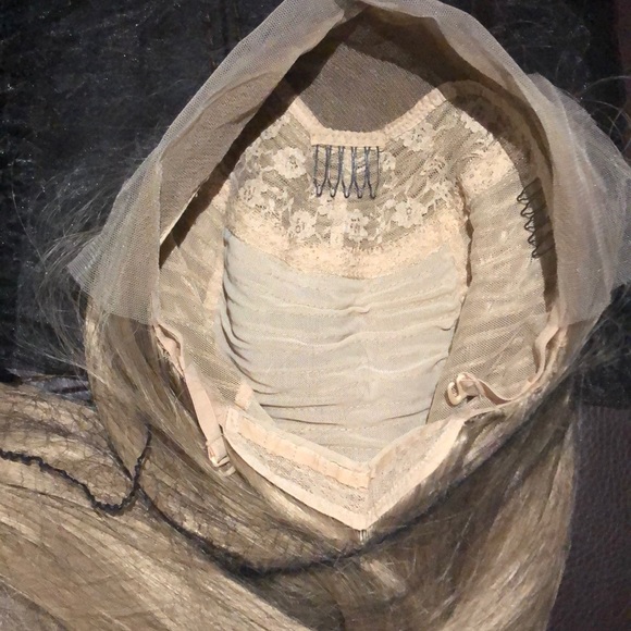 NWT 33” lace human hair Remy mix halo /dirty blonde blended straight long wig - Picture 9 of 15